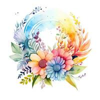 Watercolor floral composition. Illustration, clipart, design element on a white background. AI generated photo