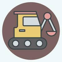 Icon Excavator. related to Building Material symbol. color mate style. simple design editable. simple illustration vector