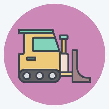 Icon Bulldozer. related to Building Material symbol. color mate style. simple design editable. simple illustration vector