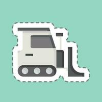 Sticker line cut Bulldozer. related to Building Material symbol. simple design editable. simple illustration vector