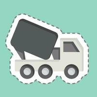 Sticker line cut Truck Mixer. related to Building Material symbol. simple design editable. simple illustration vector