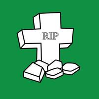 RIP Grave Cartoon Digital Stamp Outline vector