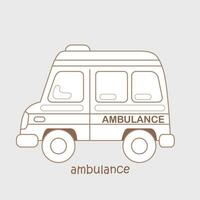 Alphabet A For Ambulance Vocabulary School Lesson Cartoon Digital Stamp Outline vector