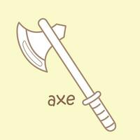 Alphabet A For Axe Vocabulary School Lesson Cartoon Digital Stamp Outline vector