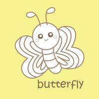 Alphabet B For Butterfly Vocabulary Lesson School Cartoon Digital Stamp Outline vector