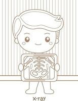 Alphabet X For X-Ray Kids Vocabulary School Lesson Cartoon Coloring Pages for Kids and Adult vector
