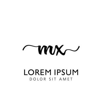 MX Initial Handwriting Template Design vector