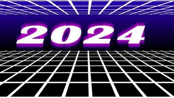 Animation 2024 Gitter retro Hintergrund, Neon- Linie Licht video