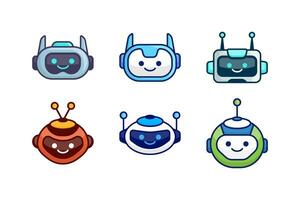 Robot Head Avatar Vector Design. Cartoon Mascot Robot Head Icon Design