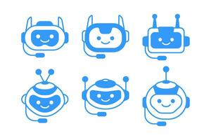 Robotic Assistant Icon with Headset Sign. Robot Chat Bot Icon Design vector
