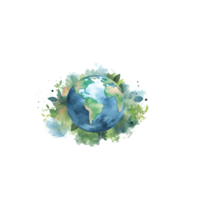 Earth cartoon traditionally Planet transparent background generative with ai png