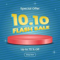 banner for 10 10 Flash Sale. promotion design template. modern, text, 3d, podium and colorful concept. used for poster, banner, advertising or ads vector