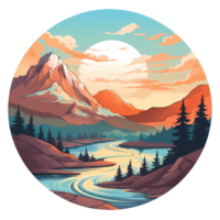 Ai generated mountain landscape with river and trees png