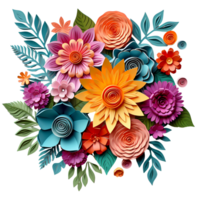 ai generiert bunt Blumen auf ein transparent Hintergrund png