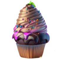 Schokolade Cupcake überladen ai generiert png