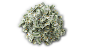 grande pila de nosotros dólar notas un lote de dinero aislado en transparente antecedentes. 3d representación de manojos de efectivo png