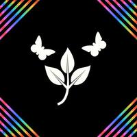 mariposas sobre plantas vector icono