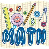 Different math operator and school supplies on paper Math class concept Vector illustration