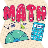 Calculator and mathematical angles Math class concept Vector illustration