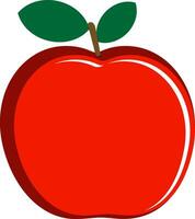 rojo maduro manzana y verde hoja en blanco antecedentes vector