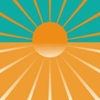 Abstract background with orange sun and rays vector