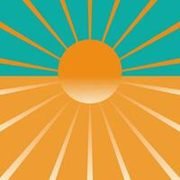 Abstract background with orange sun and rays vector