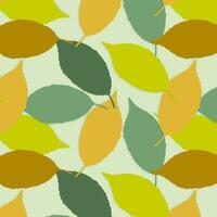 Pattern of yellow and green leaves, autumn background vector