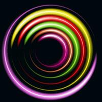 Multicolored neon circles on a dark background vector