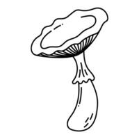 Simple vector doodle. Sketch drawing of forest mushroom. Easy to change color.