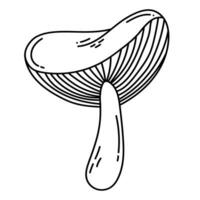 Simple vector doodle. Sketch drawing of forest mushroom. Easy to change color.