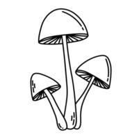 Simple vector doodle. Sketch drawing of forest mushroom. Easy to change color.