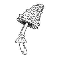 Simple vector doodle. Sketch drawing of forest mushroom. Easy to change color.