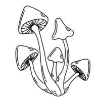 Simple vector doodle. Sketch drawing of forest mushroom. Easy to change color.