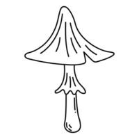 Simple vector doodle. Sketch drawing of forest mushroom. Easy to change color.