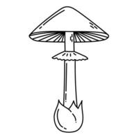 Simple vector doodle. Sketch drawing of forest mushroom. Easy to change color.