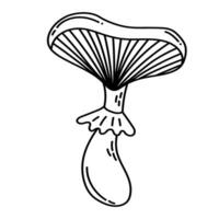 Simple vector doodle. Sketch drawing of forest mushroom. Easy to change color.