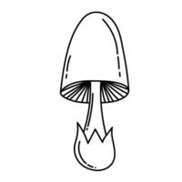 Simple vector doodle. Sketch drawing of forest mushroom. Easy to change color.