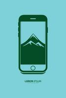 smart phone logo icon phone vector silhouette with mountain logo in phone