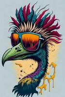 A detailed illustration of a Ostrich for a t-shirt design, wallpaper, and fashion photo