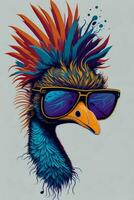 A detailed illustration of a Ostrich for a t-shirt design, wallpaper, and fashion photo