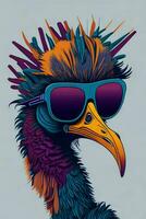 A detailed illustration of a Ostrich for a t-shirt design, wallpaper, and fashion photo