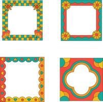 Collection of Retro Pop Frame with Seamless Design. Isolated On White Background. Vector Illustration
