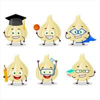 School student of new garlic cartoon character with various expressions vector