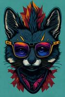 un detallado ilustración de un algalia gato para un camiseta diseño, fondo de pantalla, y Moda foto