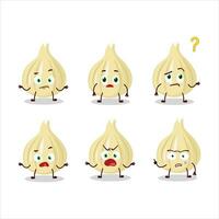 Cartoon character of new garlic with what expression vector