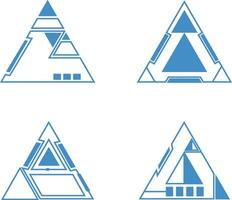 Futuristic Triangle Hud Frame Set. Simple Design. Vector Illustration