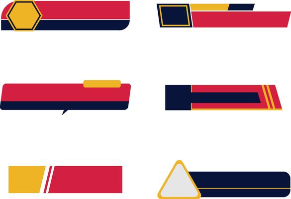 Lower Third Button Template Design. For Broadcasting and Live Streaming. Vector Set