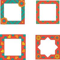 Collection of Retro Pop Frame with Seamless Design. Isolated On White Background. Vector Illustration