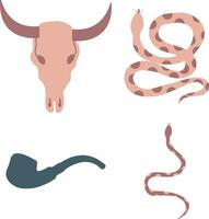 Wild West Element Collection. In Old Boho Style. Vector Illustration