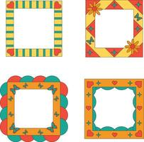 Collection of Retro Pop Frame with Seamless Design. Isolated On White Background. Vector Illustration